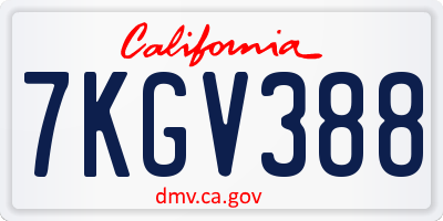 CA license plate 7KGV388