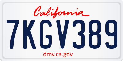 CA license plate 7KGV389