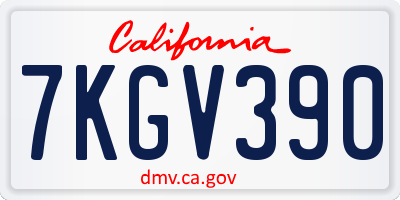 CA license plate 7KGV390