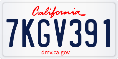 CA license plate 7KGV391
