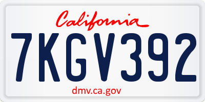 CA license plate 7KGV392