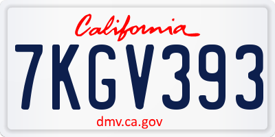 CA license plate 7KGV393