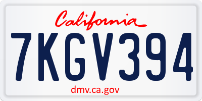 CA license plate 7KGV394