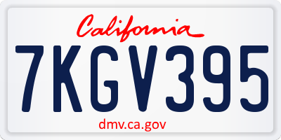 CA license plate 7KGV395