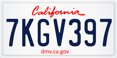 CA license plate 7KGV397