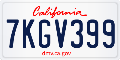 CA license plate 7KGV399