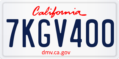 CA license plate 7KGV400