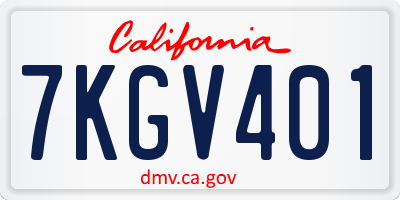 CA license plate 7KGV401