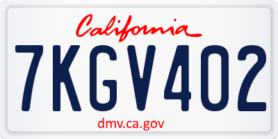 CA license plate 7KGV402