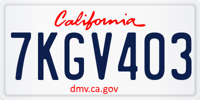 CA license plate 7KGV403