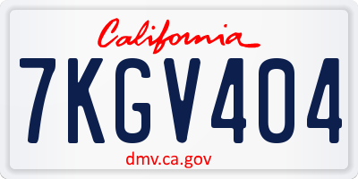 CA license plate 7KGV404