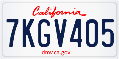 CA license plate 7KGV405