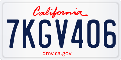 CA license plate 7KGV406