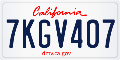 CA license plate 7KGV407