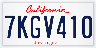 CA license plate 7KGV410