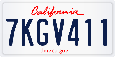 CA license plate 7KGV411