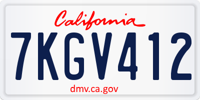CA license plate 7KGV412