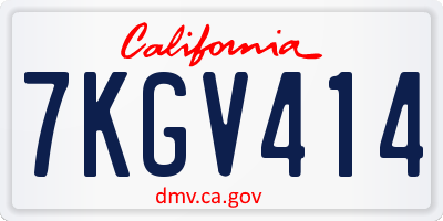 CA license plate 7KGV414