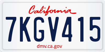 CA license plate 7KGV415