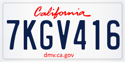 CA license plate 7KGV416
