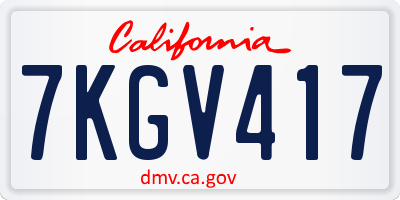 CA license plate 7KGV417