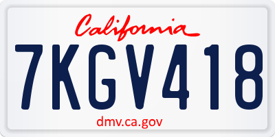 CA license plate 7KGV418