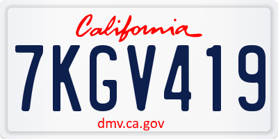 CA license plate 7KGV419