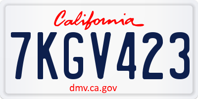 CA license plate 7KGV423