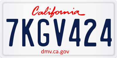 CA license plate 7KGV424