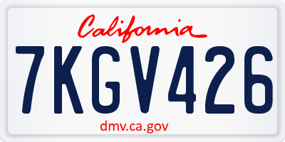 CA license plate 7KGV426