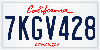CA license plate 7KGV428