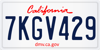 CA license plate 7KGV429