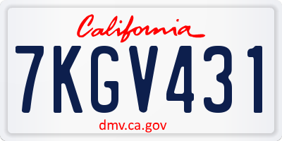 CA license plate 7KGV431