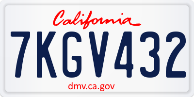 CA license plate 7KGV432