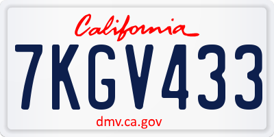 CA license plate 7KGV433