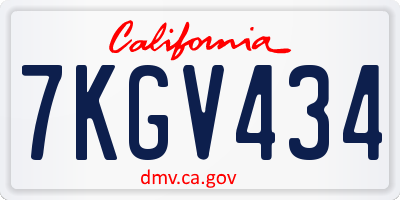 CA license plate 7KGV434