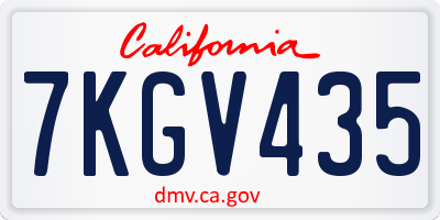 CA license plate 7KGV435