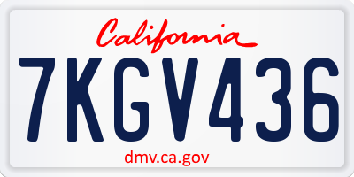 CA license plate 7KGV436