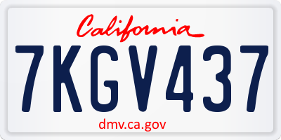 CA license plate 7KGV437