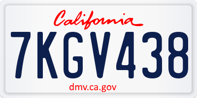 CA license plate 7KGV438