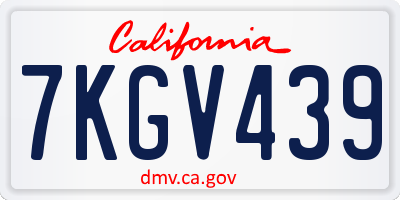 CA license plate 7KGV439