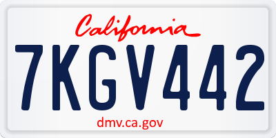 CA license plate 7KGV442