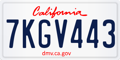 CA license plate 7KGV443
