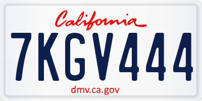CA license plate 7KGV444