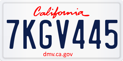 CA license plate 7KGV445