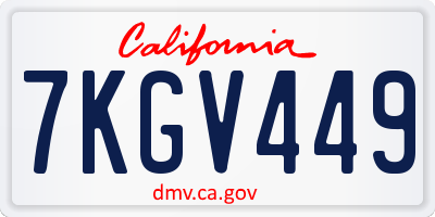 CA license plate 7KGV449