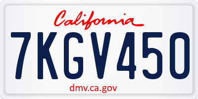 CA license plate 7KGV450