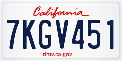 CA license plate 7KGV451