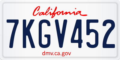 CA license plate 7KGV452