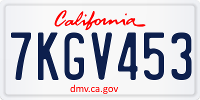 CA license plate 7KGV453